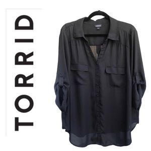 Torrid black flowing tunic blouse sz 4.